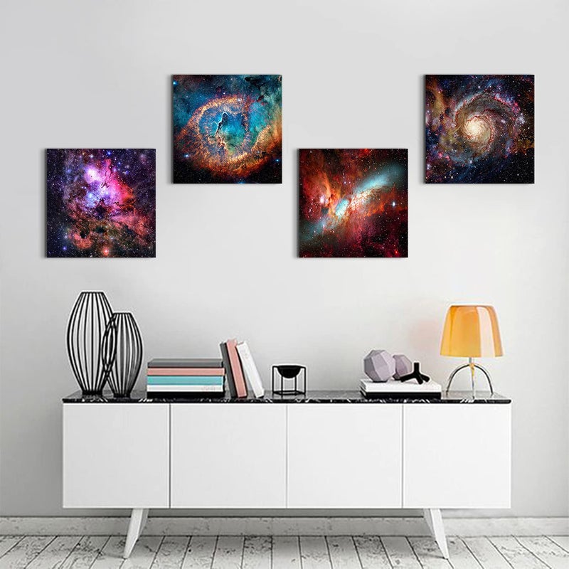 sunfrower Space Decor for Boys Room Galaxy Canvas Pictures Nebula Wall Art Kids Bedroom Outer Space Room Decor Interstellar Posters Astronomy Painting Universe Artworks for Living Room Home Decoration 12x12" 4 - Image 2